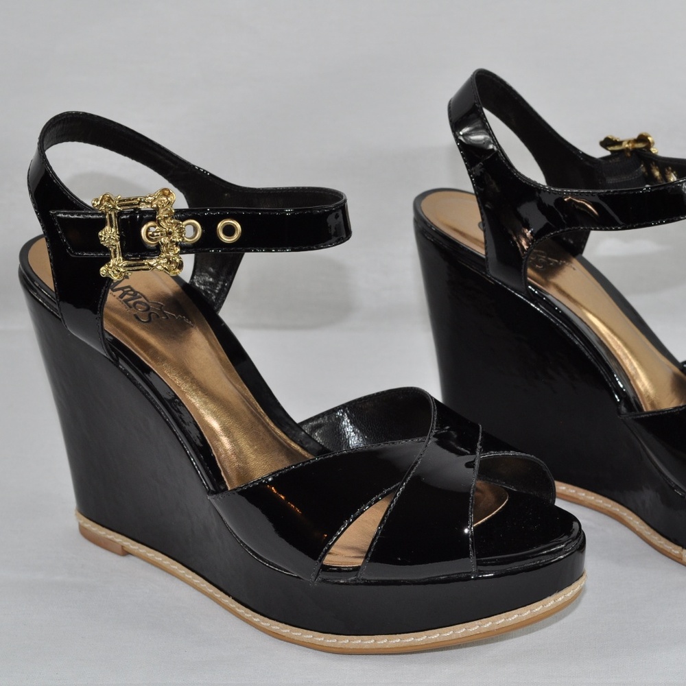 NIB BY CARLOS SANTANA Patent Leather Wedge, 7.5